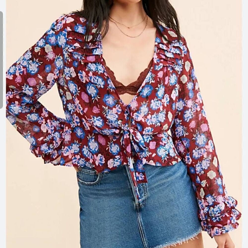 NWT Free People Maybel Blouse in Shiraz